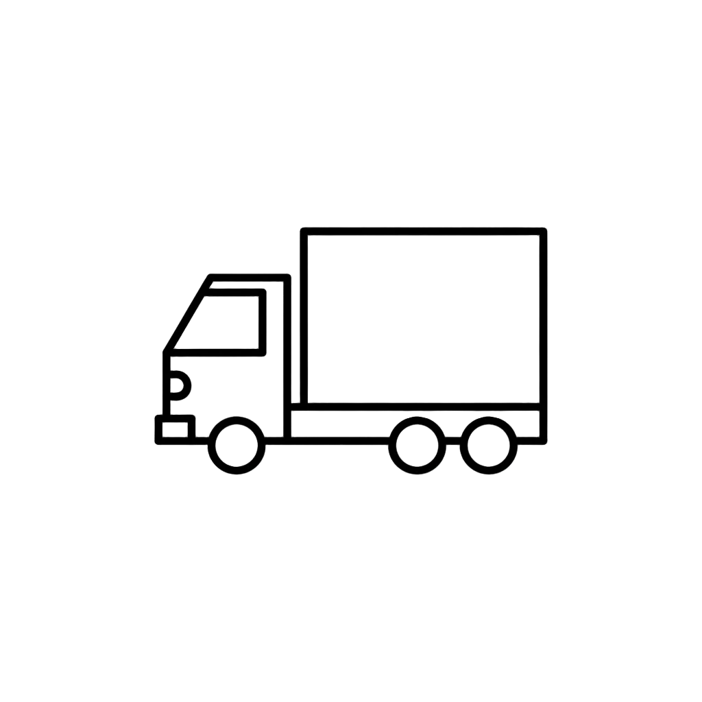 Minimal arrow, package outline, or line-style delivery icon or lorry for delivery icon to some complementary tracked delivery 